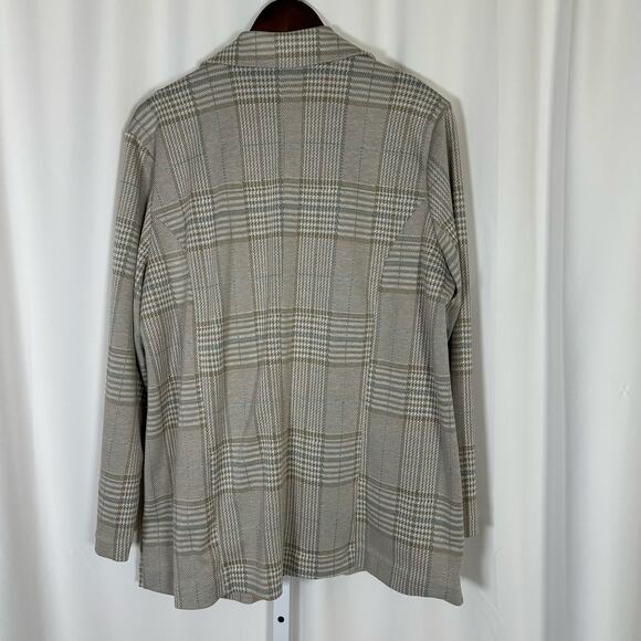 Liverpool LA Oatmeal Plaid Boyfriend Blazer Turquoise Shell 1X Academia Office - Picture 5 of 16